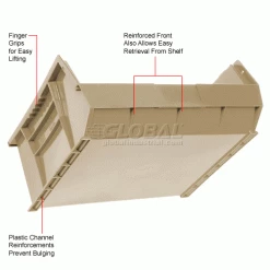 Global Industrial™ Plastic Stack & Hang Bin,11"W x 10-7/8"D x 5"H, Beige - Pkg Qty 6 -Containers & Organizers Sales Store 550114BG 2wco