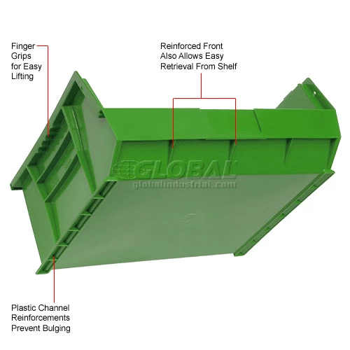 Plastic Stack & Hang Bin, 16-1/2"W x 10-7/8"D x 5"H, Green - Pkg Qty 6 24 Plastic Stack & Hang Bin, 16-1/2"W x 10-7/8"D x 5"H, Green - Pkg Qty 6 - Image 24