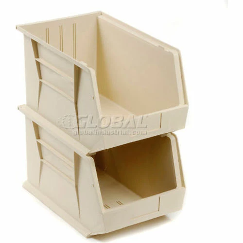 Plastic Stack & Hang Bin, 11"W x 18"D x 10"H, Ivory - Pkg Qty 4 4 Plastic Stack & Hang Bin, 11"W x 18"D x 10"H, Ivory - Pkg Qty 4 - Image 4