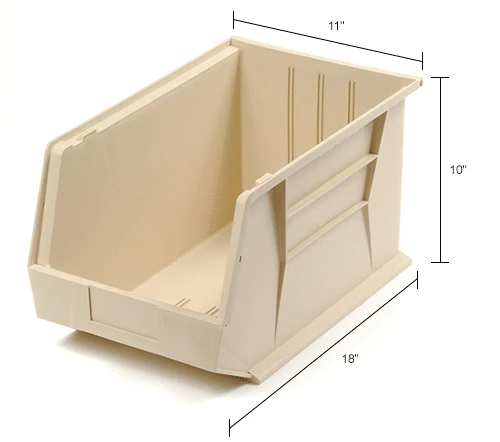 Plastic Stack & Hang Bin, 11"W x 18"D x 10"H, Ivory - Pkg Qty 4 16 Plastic Stack & Hang Bin, 11"W x 18"D x 10"H, Ivory - Pkg Qty 4 - Image 16
