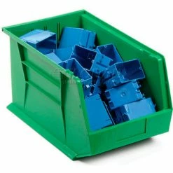 Plastic Stack & Hang Bin, 11"W x 16"D x 8"H, Green - Pkg Qty 4 -Containers & Organizers Sales Store 550119GN 01