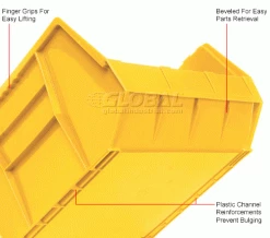 Global Industrial™ Plastic Stack & Hang Bin, 16-1/2"W x 18"D x 11"H, Yellow - Pkg Qty 3 -Containers & Organizers Sales Store 550121YL 2wco