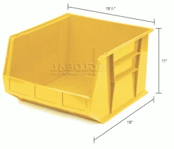 Global Industrial™ Plastic Stack & Hang Bin, 16-1/2"W x 18"D x 11"H, Yellow - Pkg Qty 3 -Containers & Organizers Sales Store 550121YL dim
