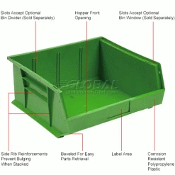 Plastic Stack & Hang Bin, 16-1/2"W x 10-7/8"D x 5"H, Green - Pkg Qty 6 49 Plastic Stack & Hang Bin, 16-1/2"W x 10-7/8"D x 5"H, Green - Pkg Qty 6 -Containers & Organizers Sales Store 550125GN 1wco