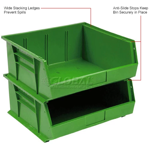 Plastic Stack & Hang Bin, 16-1/2"W x 10-7/8"D x 5"H, Green - Pkg Qty 6 25 Plastic Stack & Hang Bin, 16-1/2"W x 10-7/8"D x 5"H, Green - Pkg Qty 6 - Image 25