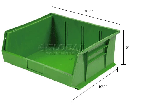Plastic Stack & Hang Bin, 16-1/2"W x 10-7/8"D x 5"H, Green - Pkg Qty 6 27 Plastic Stack & Hang Bin, 16-1/2"W x 10-7/8"D x 5"H, Green - Pkg Qty 6 - Image 27