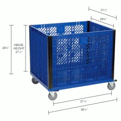 Global Industrial Easy Assembly Vented Wall Container - Casters 39-1/4 x 31-1/2 x 34 Overall 41 Global Industrial Easy Assembly Vented Wall Container - Casters 39-1/4 x 31-1/2 x 34 Overall -Containers & Organizers Sales Store 603087C dim