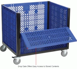 Global Industrial™ Easy Assembly Vented Wall Container - Drop Gate/Casters 39-1/4x31-1/2x34 OH -Containers & Organizers Sales Store 603087DCIN 4wco