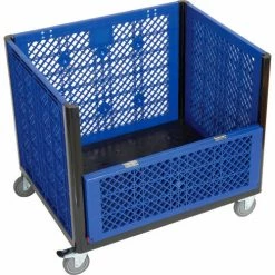 Global Industrial™ Easy Assembly Vented Wall Container - Drop Gate/Casters 39-1/4x31-1/2x34 OH -Containers & Organizers Sales Store 603087DC 02