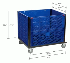 Global Industrial™ Easy Assembly Vented Wall Container - Drop Gate/Casters 39-1/4x31-1/2x34 OH -Containers & Organizers Sales Store 603087DC dim