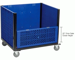 Global Industrial™ Easy Assembly Vented Wall Container - Drop Gate/Casters 39-1/4x31-1/2x34 OH -Containers & Organizers Sales Store 603087DC dim2