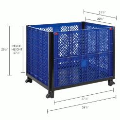 Global Industrial™ Easy Assembly Vented Wall Container - Drop Gate 39-1/4x31-1/2x33-1/2 Overall -Containers & Organizers Sales Store 603087DIN dim
