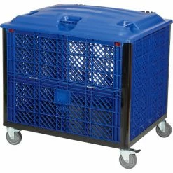 Global Industrial™ Easy Assembly Vented Wall Container-Drop Gate/Lid/Caster 39-1/4x31-1/2x34 OH -Containers & Organizers Sales Store 603087DP 09