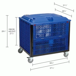 Global Industrial™ Easy Assembly Vented Wall Container-Drop Gate/Lid/Caster 39-1/4x31-1/2x34 OH -Containers & Organizers Sales Store 603087DP dim