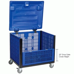 Global Industrial™ Easy Assembly Vented Wall Container-Drop Gate/Lid/Caster 39-1/4x31-1/2x34 OH -Containers & Organizers Sales Store 603087DP dim2