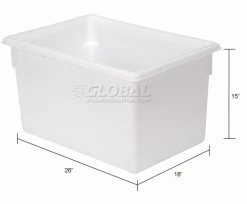 Rubbermaid 3501-00 White Plastic Box 21.5 Gallon 18 x 26 x 15 - Pkg Qty 6 -Containers & Organizers Sales Store 652456WH dim