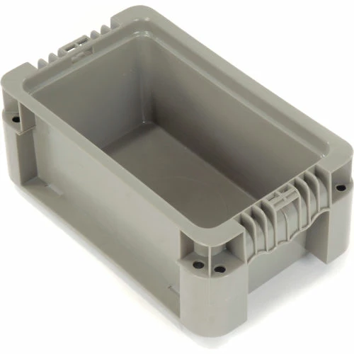 Global Industrial Stackable Straight Wall Container, Solid, 12"Lx7-3/8"Wx5"H, Gray 2 Global Industrial Stackable Straight Wall Container, Solid, 12"Lx7-3/8"Wx5"H, Gray - Image 2