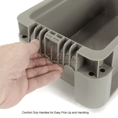 Global Industrial Stackable Straight Wall Container, Solid, 12"Lx7-3/8"Wx5"H, Gray 11 Global Industrial Stackable Straight Wall Container, Solid, 12"Lx7-3/8"Wx5"H, Gray - Image 11