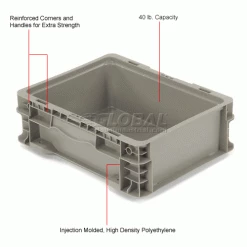 Global Industrial™ Stackable Straight Wall Container, Solid, 12"Lx15"Wx5"H, Gray -Containers & Organizers Sales Store 652741 1wco