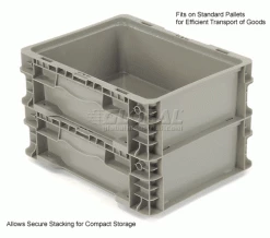 Global Industrial™ Stackable Straight Wall Container, Solid, 12"Lx15"Wx5"H, Gray -Containers & Organizers Sales Store 652741 3wco