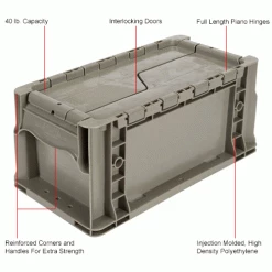 Global Industrial™ Stackable Straight Wall Container, Solid, 13-1/2"Lx7-3/8"Wx6-3/4"H, Gray -Containers & Organizers Sales Store 652743IN 1wco