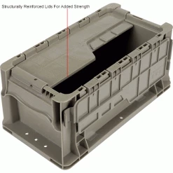 Global Industrial™ Stackable Straight Wall Container, Solid, 13-1/2"Lx7-3/8"Wx6-3/4"H, Gray -Containers & Organizers Sales Store 652743IN 2wco