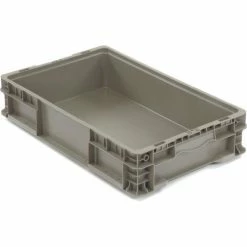 Global Industrial™ Stackable Straight Wall Container, Solid, 24"Lx15"Wx5"H, Gray