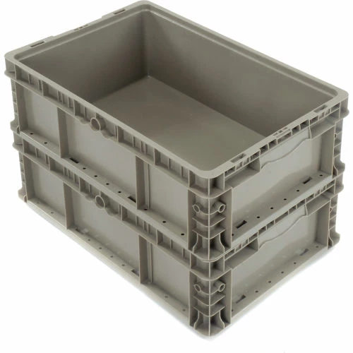Global Industrial Stackable Straight Wall Container, Solid, 24"Lx15"Wx7-1/2"H, Gray 2 Global Industrial Stackable Straight Wall Container, Solid, 24"Lx15"Wx7-1/2"H, Gray - Image 2