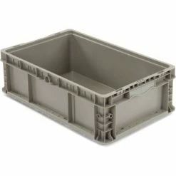 Global Industrial™ Stackable Straight Wall Container, Solid, 24"Lx15"Wx9-1/2"H, Gray