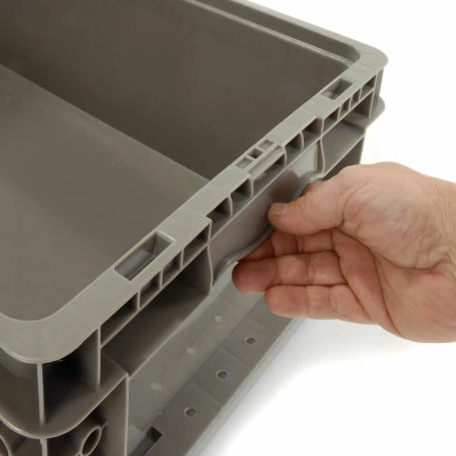 Global Industrial Stackable Straight Wall Container, Solid, 24"Lx15"Wx7-1/2"H, Gray 7 Global Industrial Stackable Straight Wall Container, Solid, 24"Lx15"Wx7-1/2"H, Gray - Image 7