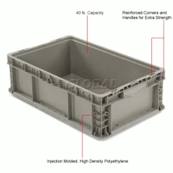 Global Industrial™ Stackable Straight Wall Container, Solid, 24"Lx15"Wx9-1/2"H, Gray -Containers & Organizers Sales Store 652745 1wco