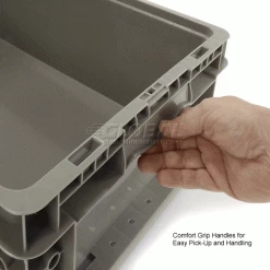 Global Industrial™ Stackable Straight Wall Container, Solid, 24"Lx15"Wx9-1/2"H, Gray -Containers & Organizers Sales Store 652745 2wco