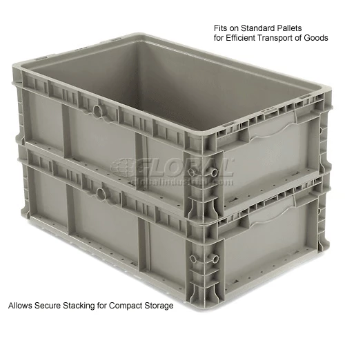 Global Industrial Stackable Straight Wall Container, Solid, 24"Lx15"Wx7-1/2"H, Gray 13 Global Industrial Stackable Straight Wall Container, Solid, 24"Lx15"Wx7-1/2"H, Gray - Image 13