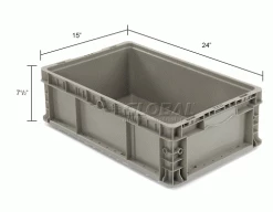 Global Industrial Stackable Straight Wall Container, Solid, 24"Lx15"Wx7-1/2"H, Gray 27 Global Industrial Stackable Straight Wall Container, Solid, 24"Lx15"Wx7-1/2"H, Gray -Containers & Organizers Sales Store 652745 dim