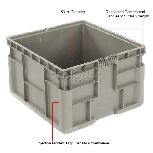 Global Industrial Stackable Straight Wall Container, Solid, 24"Lx22-1/2"Wx14-1/2"H, Gray 15 Global Industrial Stackable Straight Wall Container, Solid, 24"Lx22-1/2"Wx14-1/2"H, Gray - Image 15