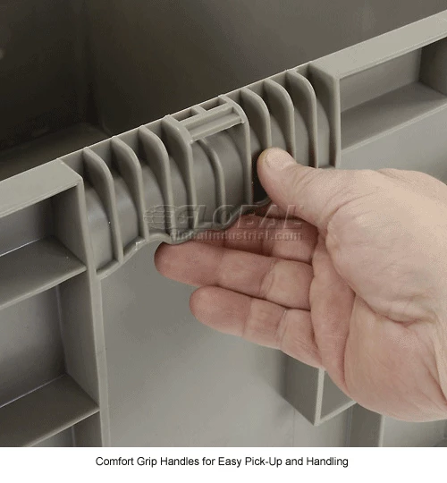 Global Industrial Stackable Straight Wall Container, Solid, 24"Lx22-1/2"Wx14-1/2"H, Gray 16 Global Industrial Stackable Straight Wall Container, Solid, 24"Lx22-1/2"Wx14-1/2"H, Gray - Image 16