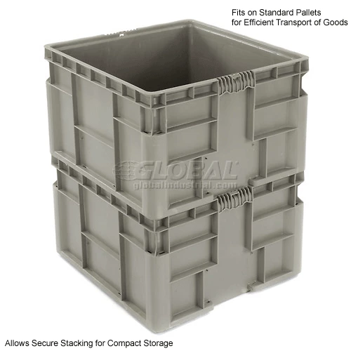 Global Industrial Stackable Straight Wall Container, Solid, 24"Lx22-1/2"Wx14-1/2"H, Gray 17 Global Industrial Stackable Straight Wall Container, Solid, 24"Lx22-1/2"Wx14-1/2"H, Gray - Image 17