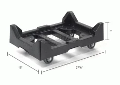 Attached Lid Shipping Container 27-3/16 x 16-5/8 x 12-1/2 Blue with Dolly Combo -Containers & Organizers Sales Store 652754 dim