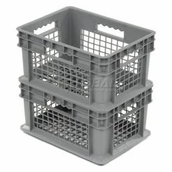 Global Industrial™ Mesh Straight Wall Container, 15-3/4"Lx11-3/4"Wx8-1/4"H, Gray - Pkg Qty 12 -Containers & Organizers Sales Store 662111 01