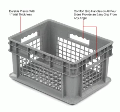 Global Industrial™ Mesh Straight Wall Container, 15-3/4"Lx11-3/4"Wx8-1/4"H, Gray - Pkg Qty 12 -Containers & Organizers Sales Store 662111 1wco