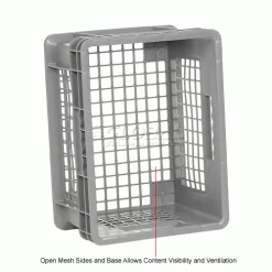 Global Industrial™ Mesh Straight Wall Container, 15-3/4"Lx11-3/4"Wx8-1/4"H, Gray - Pkg Qty 12 -Containers & Organizers Sales Store 662111 3wco