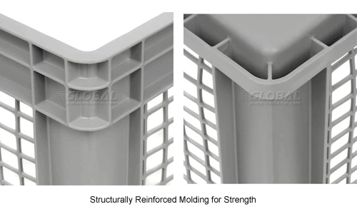 Global Industrial Mesh Straight Wall Container, Solid Base, 23-3/4"Lx 15-3/4"x16-1/8"H, Gray - Pkg Qty 2 14 Global Industrial Mesh Straight Wall Container, Solid Base, 23-3/4"Lx 15-3/4"x16-1/8"H, Gray - Pkg Qty 2 - Image 14
