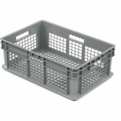 Global Industrial™ Mesh Straight Wall Container, 23-3/4"Lx15-3/4"Wx8-1/4"H, Gray - Pkg Qty 4