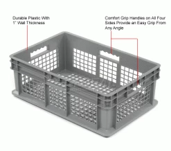 Global Industrial™ Mesh Straight Wall Container, 23-3/4"Lx15-3/4"Wx8-1/4"H, Gray - Pkg Qty 4 -Containers & Organizers Sales Store 662112 1wco