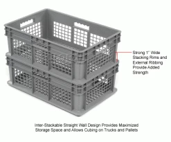 Global Industrial™ Mesh Straight Wall Container, 23-3/4"Lx15-3/4"Wx8-1/4"H, Gray - Pkg Qty 4 -Containers & Organizers Sales Store 662112 2wco
