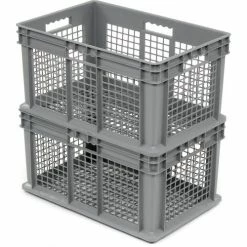 Global Industrial™ Mesh Straight Wall Container, 23-3/4"Lx15-3/4"Wx12-1/4"H, Gray - Pkg Qty 3 -Containers & Organizers Sales Store 662113
