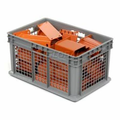 Global Industrial™ Mesh Straight Wall Container, 23-3/4"Lx15-3/4"Wx12-1/4"H, Gray - Pkg Qty 3 -Containers & Organizers Sales Store 662113 01