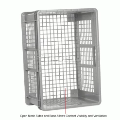 Global Industrial™ Mesh Straight Wall Container, 23-3/4"Lx15-3/4"Wx12-1/4"H, Gray - Pkg Qty 3 -Containers & Organizers Sales Store 662113 3wco