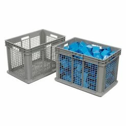 Global Industrial™ Mesh Straight Wall Container, 23-3/4"Lx15-3/4"Wx16-1/8"H, Gray - Pkg Qty 2 -Containers & Organizers Sales Store 662114 04