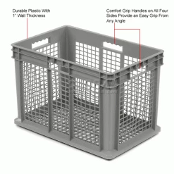 Global Industrial™ Mesh Straight Wall Container, 23-3/4"Lx15-3/4"Wx16-1/8"H, Gray - Pkg Qty 2 -Containers & Organizers Sales Store 662114 1wco
